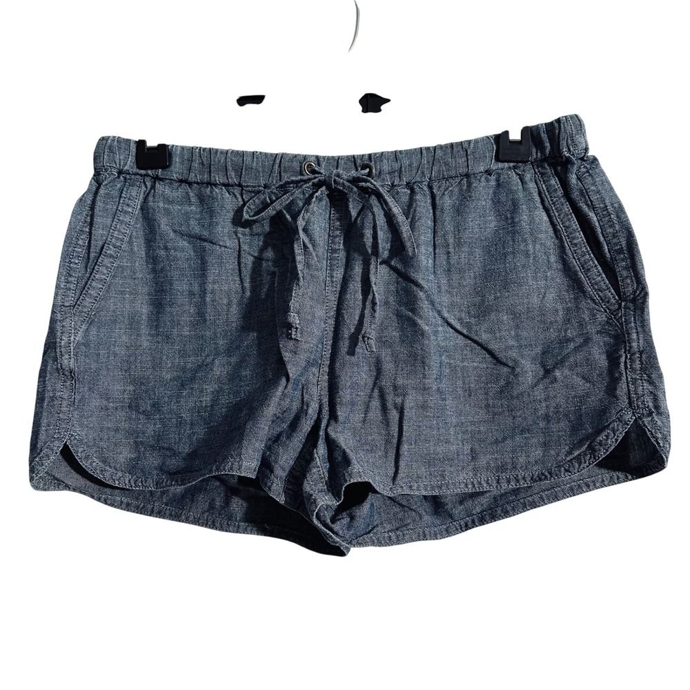 J. Crew Chambray Drawstring Shorts Blue Cotton Elastic Waist XS‎